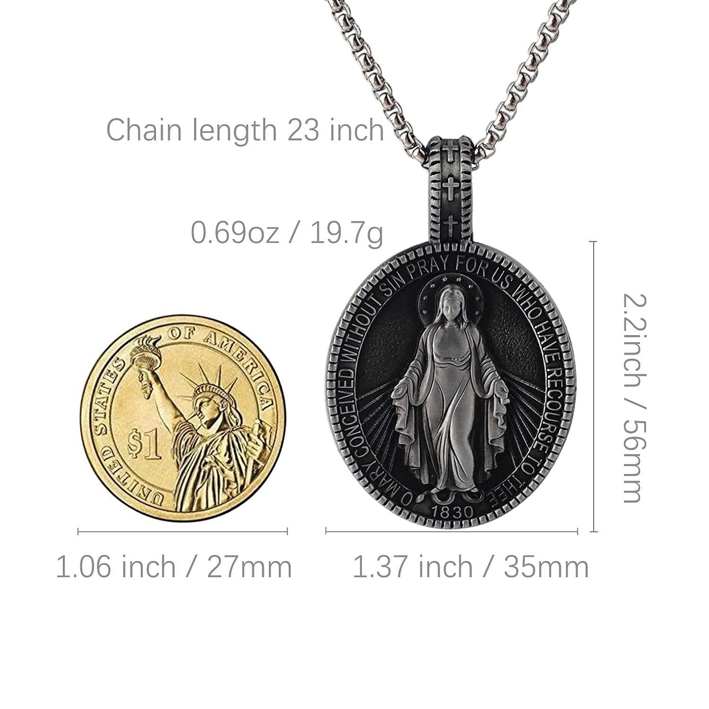 Divine Virgin Mary Medallion Necklace