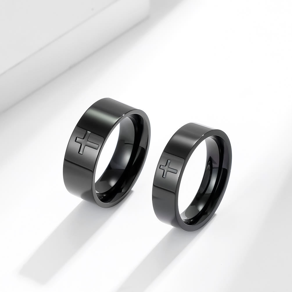 Two-Tone Minimalist Cross Ring