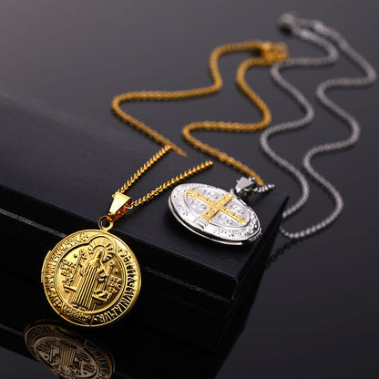 Timeless Titanium Necklace with Classic St. Benedict Pendant
