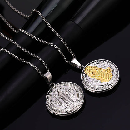 Timeless Titanium Necklace with Classic St. Benedict Pendant