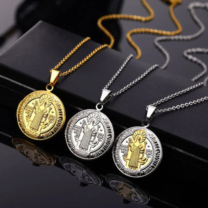 Timeless Titanium Necklace with Classic St. Benedict Pendant