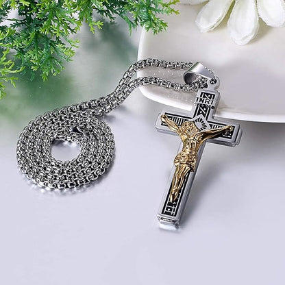Titanium Jesus Crucifix Necklace