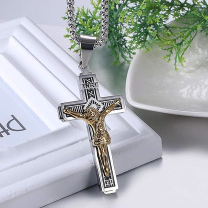 Titanium Jesus Crucifix Necklace