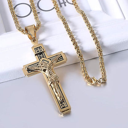 Titanium Jesus Crucifix Necklace