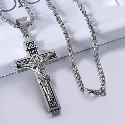 Titanium Jesus Crucifix Necklace