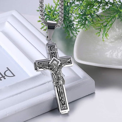 Titanium Jesus Crucifix Necklace
