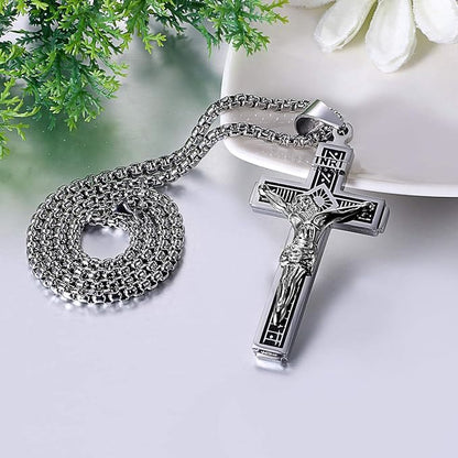 Titanium Jesus Crucifix Necklace