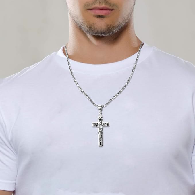 Titanium Jesus Crucifix Necklace