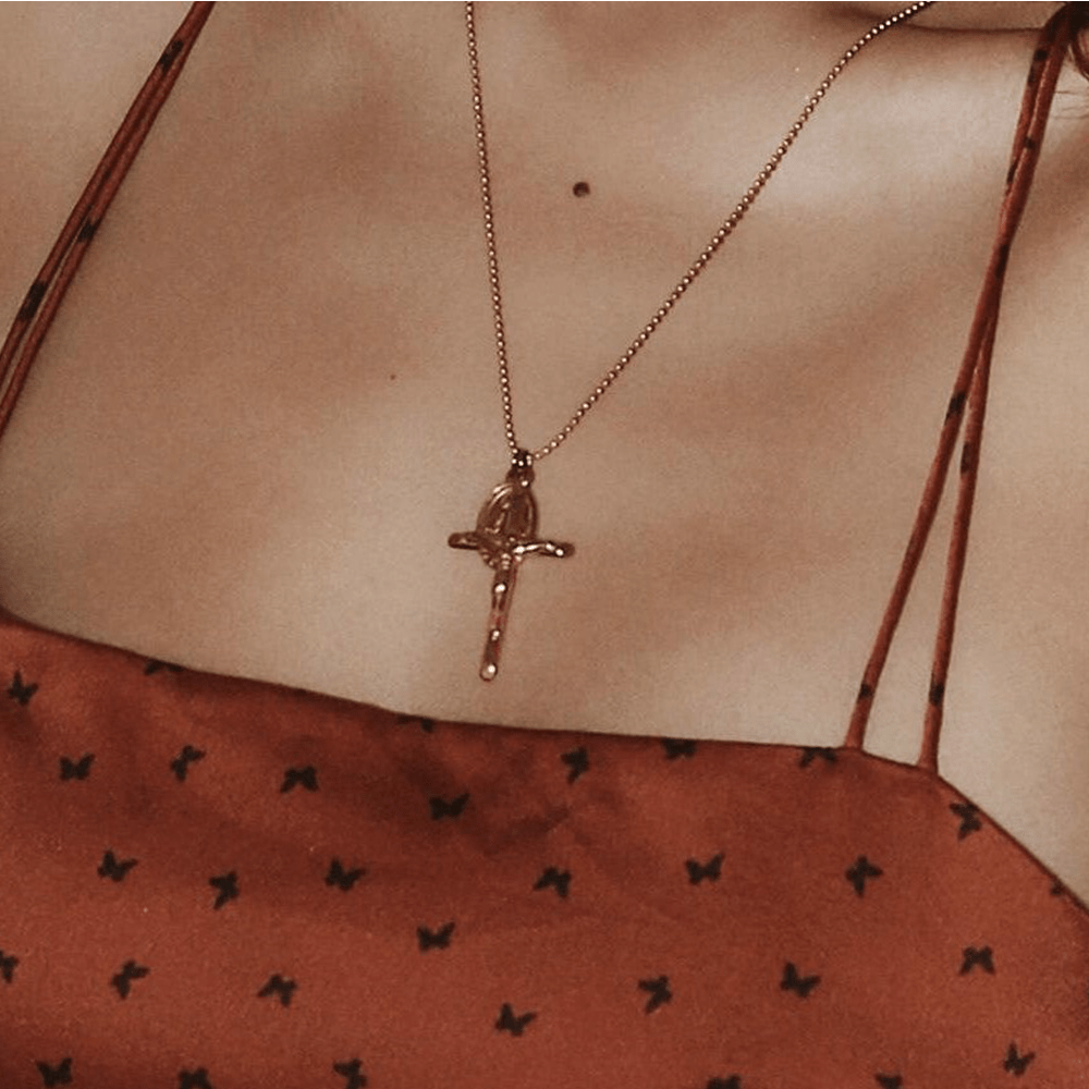 Virgin Mary & Crucifix Titanium Necklace