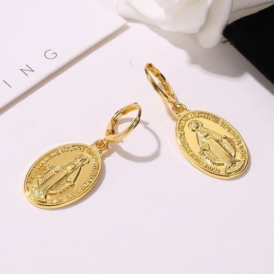 Miraculous Mary Religious Earrings