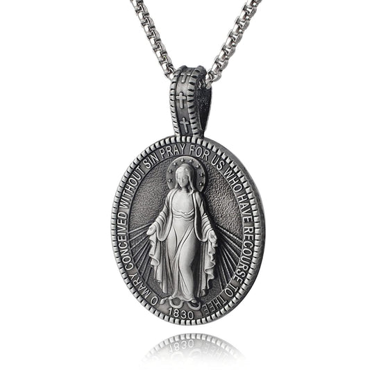 Divine Virgin Mary Medallion Necklace