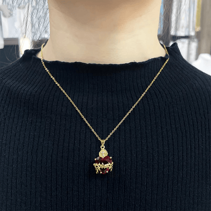 Red Gemstone Sacred Heart Necklace
