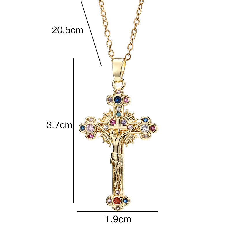 Gemstone Crucifix Pendant Necklace