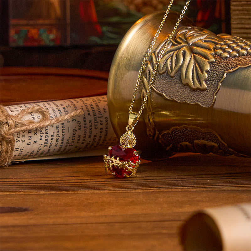Red Gemstone Sacred Heart Necklace