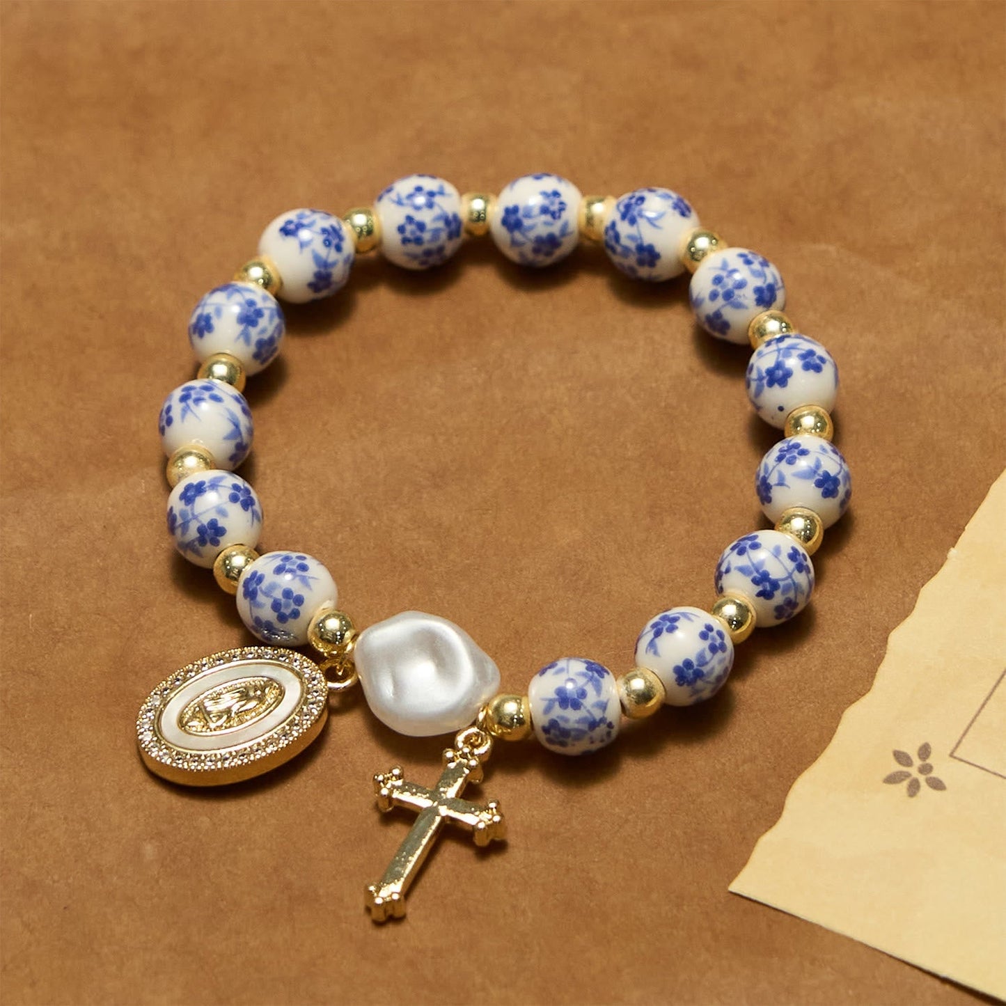 Our Lady Medal & Cross Bracelet