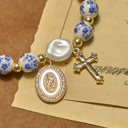 Our Lady Medal & Cross Bracelet