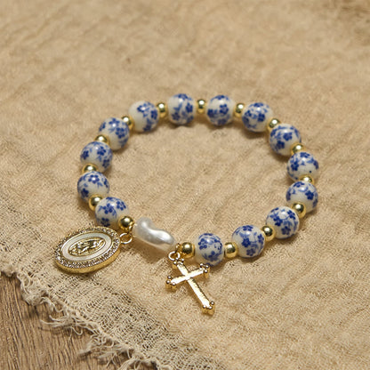 Our Lady Medal & Cross Bracelet