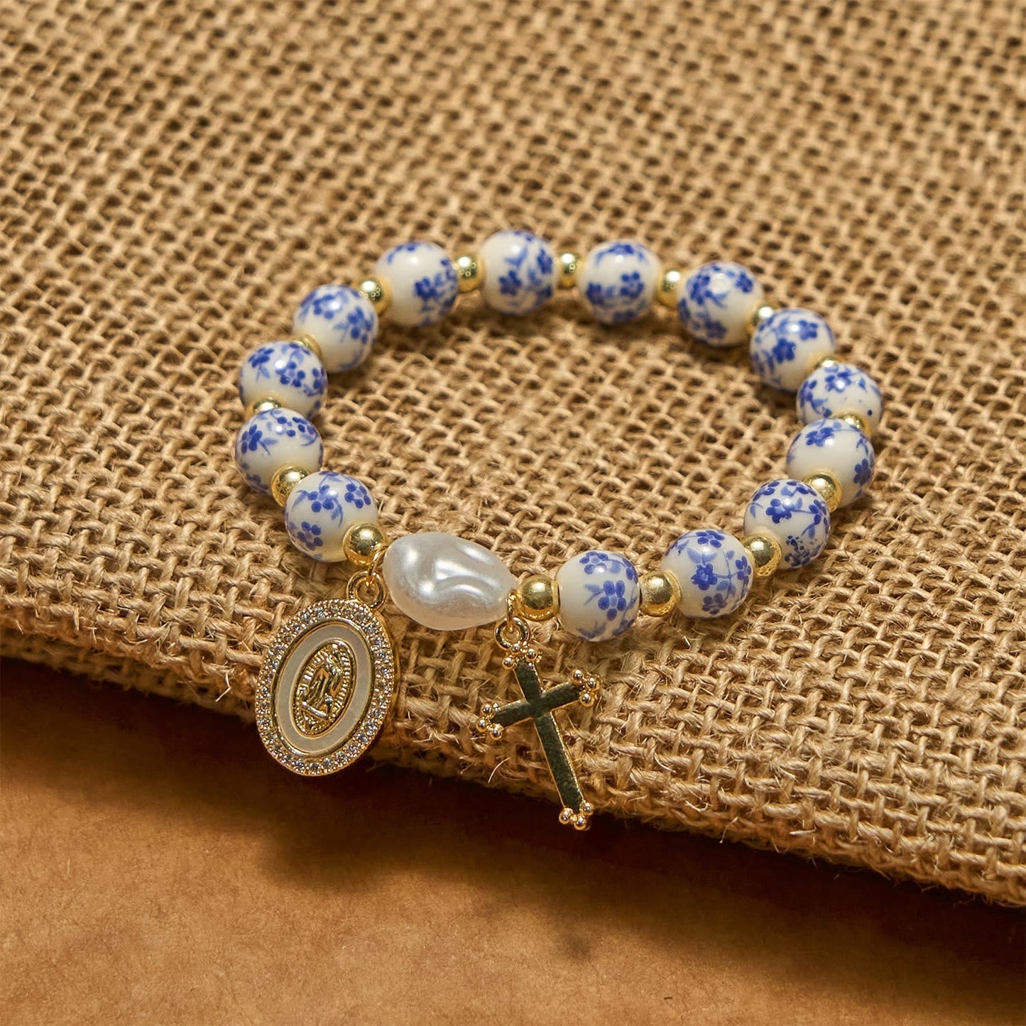 Our Lady Medal & Cross Bracelet