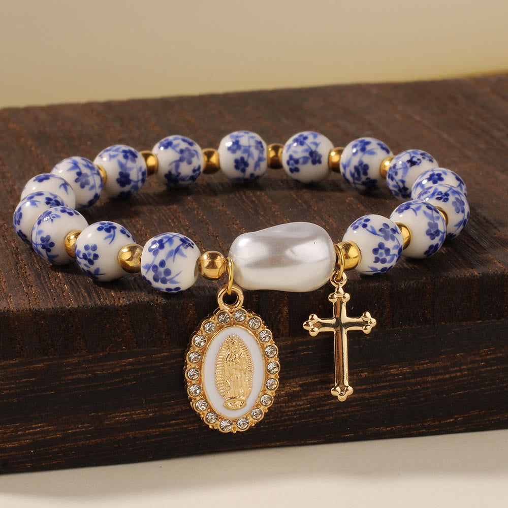 Our Lady Medal & Cross Bracelet