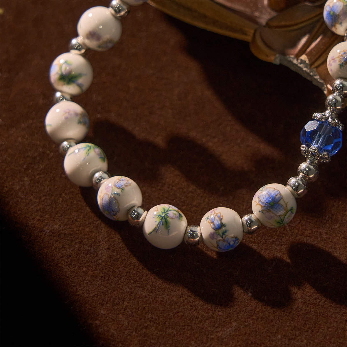 Floral Ceramic Miraculous Medal Bracelet
