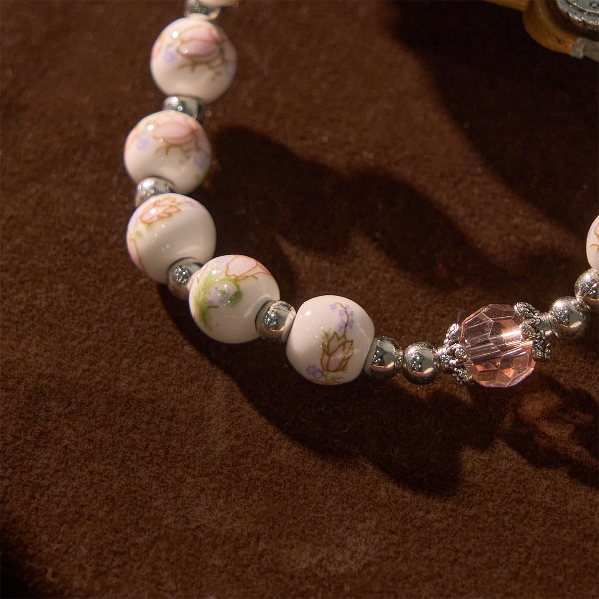 Floral Ceramic Miraculous Medal Bracelet