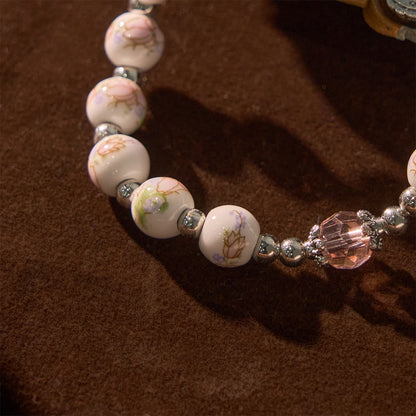 Floral Ceramic Miraculous Medal Bracelet