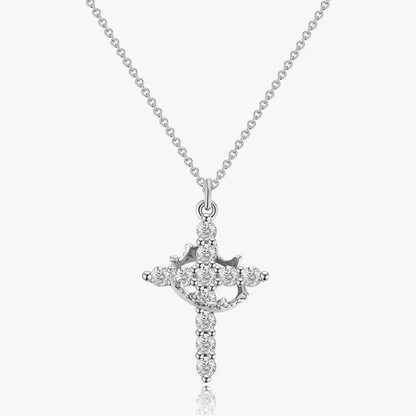 Crowned Cross Necklace and Earring Set
