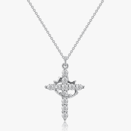 Crowned Cross Necklace and Earring Set