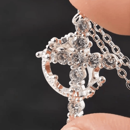 Crowned Cross Necklace and Earring Set