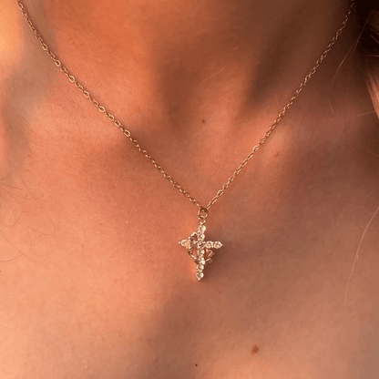 Crowned Cross Necklace and Earring Set