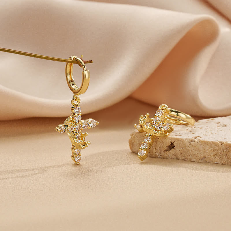 Crowned Cross Necklace and Earring Set
