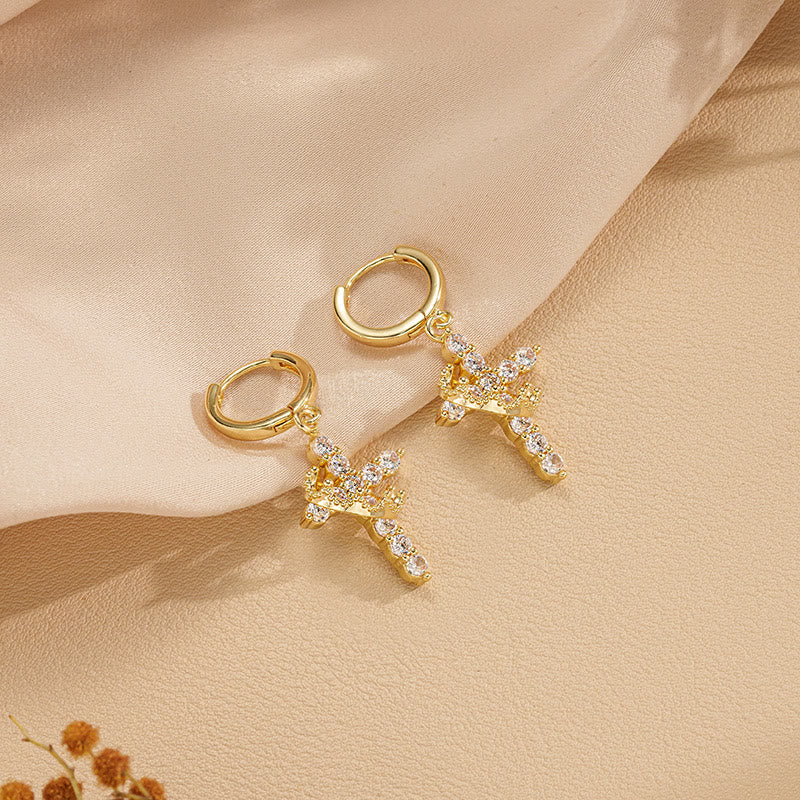 Crowned Cross Necklace and Earring Set