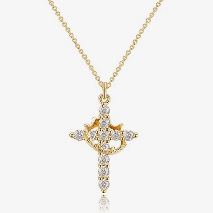 Crowned Cross Necklace and Earring Set