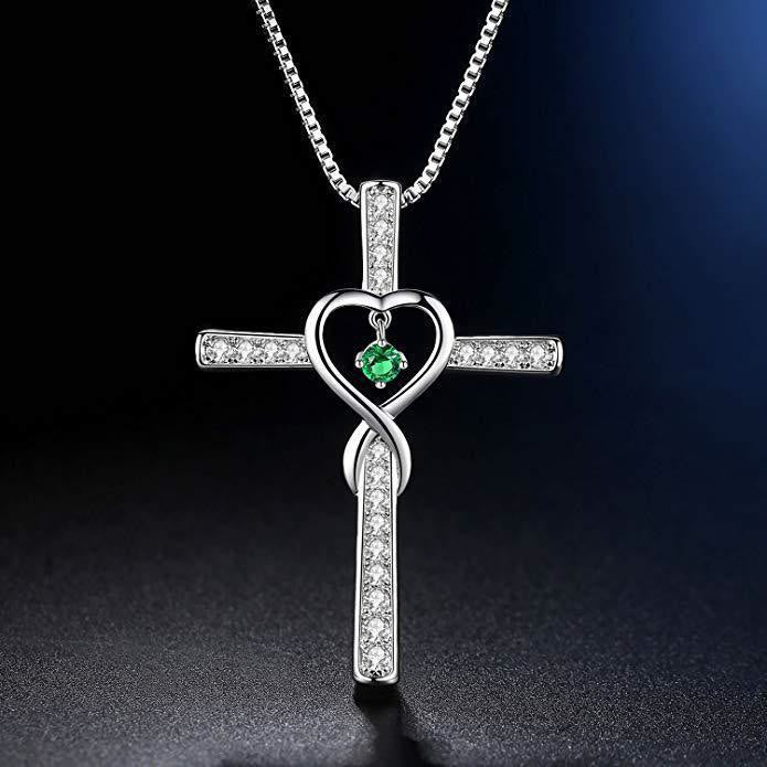 Birthstone Cross Necklace