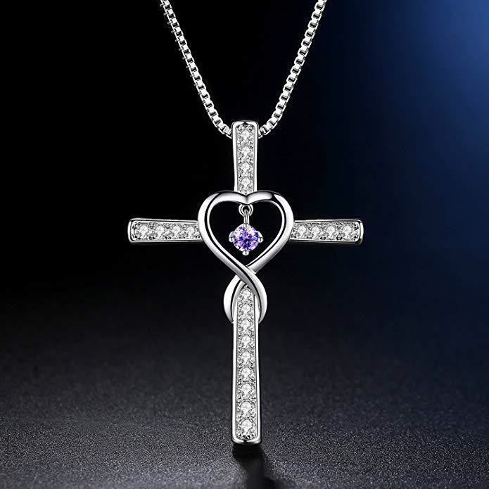 Birthstone Cross Necklace