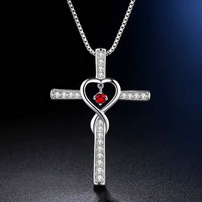 Birthstone Cross Necklace