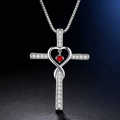 Birthstone Cross Necklace