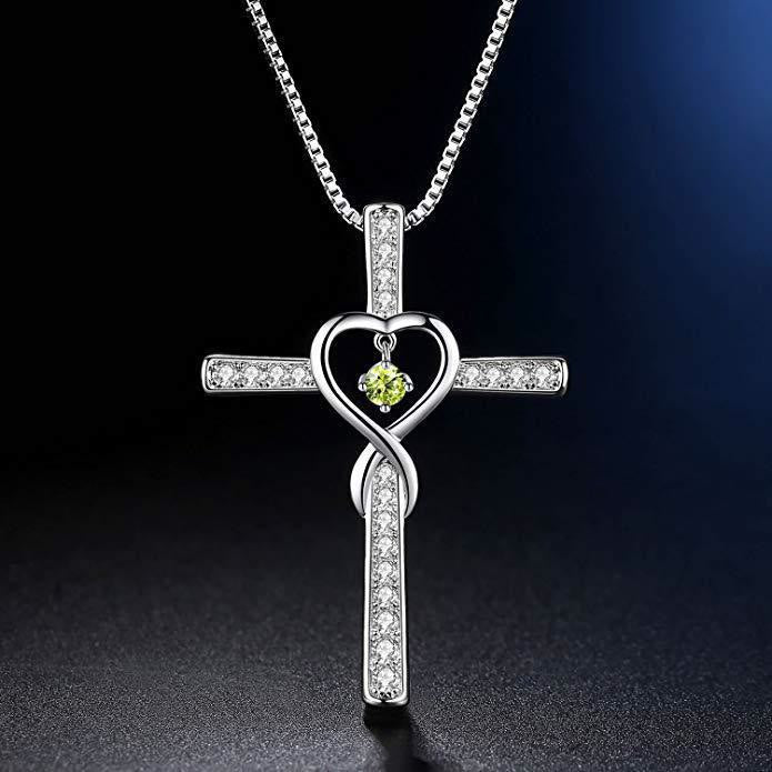Birthstone Cross Necklace