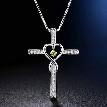 Birthstone Cross Necklace