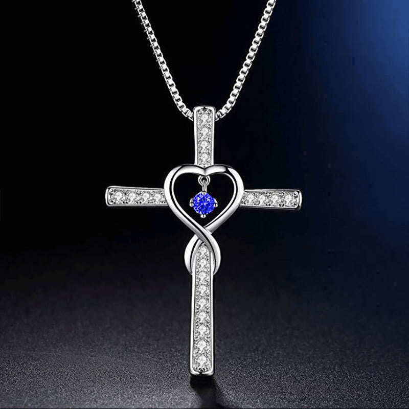 Birthstone Cross Necklace