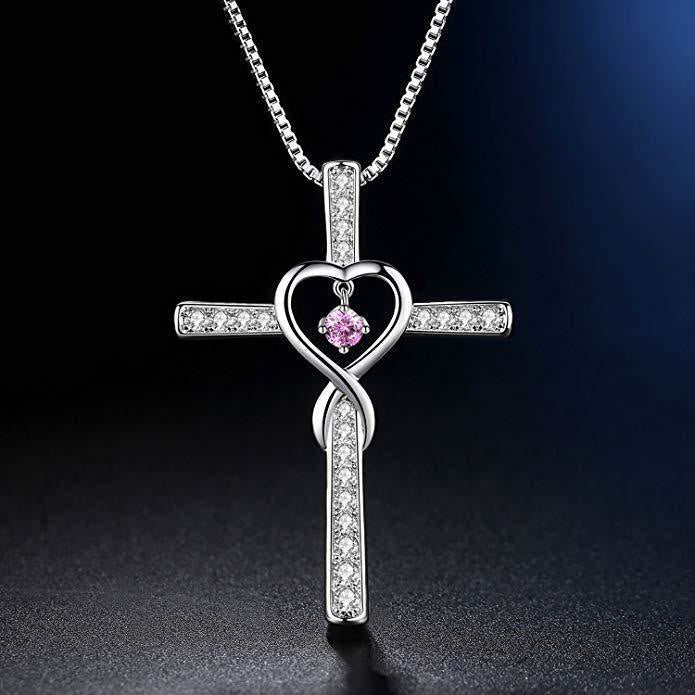 Birthstone Cross Necklace