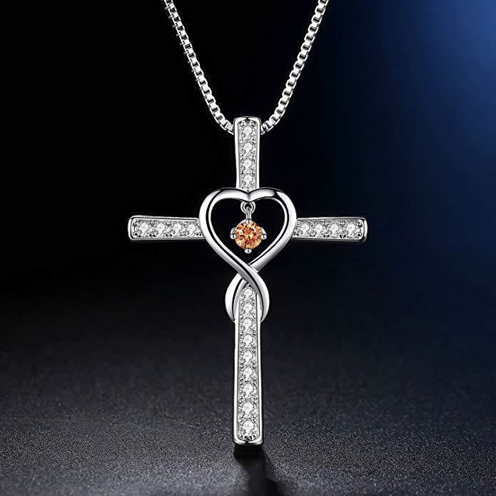 Birthstone Cross Necklace