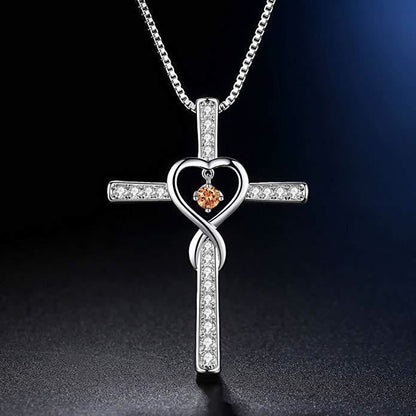 Birthstone Cross Necklace