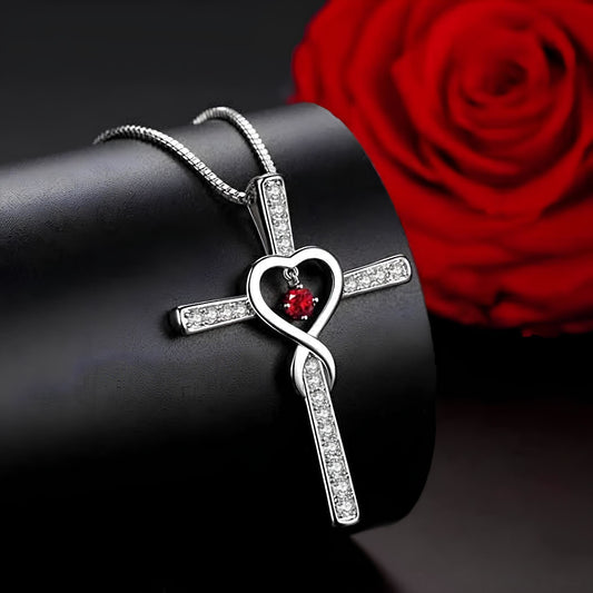 Birthstone Cross Necklace