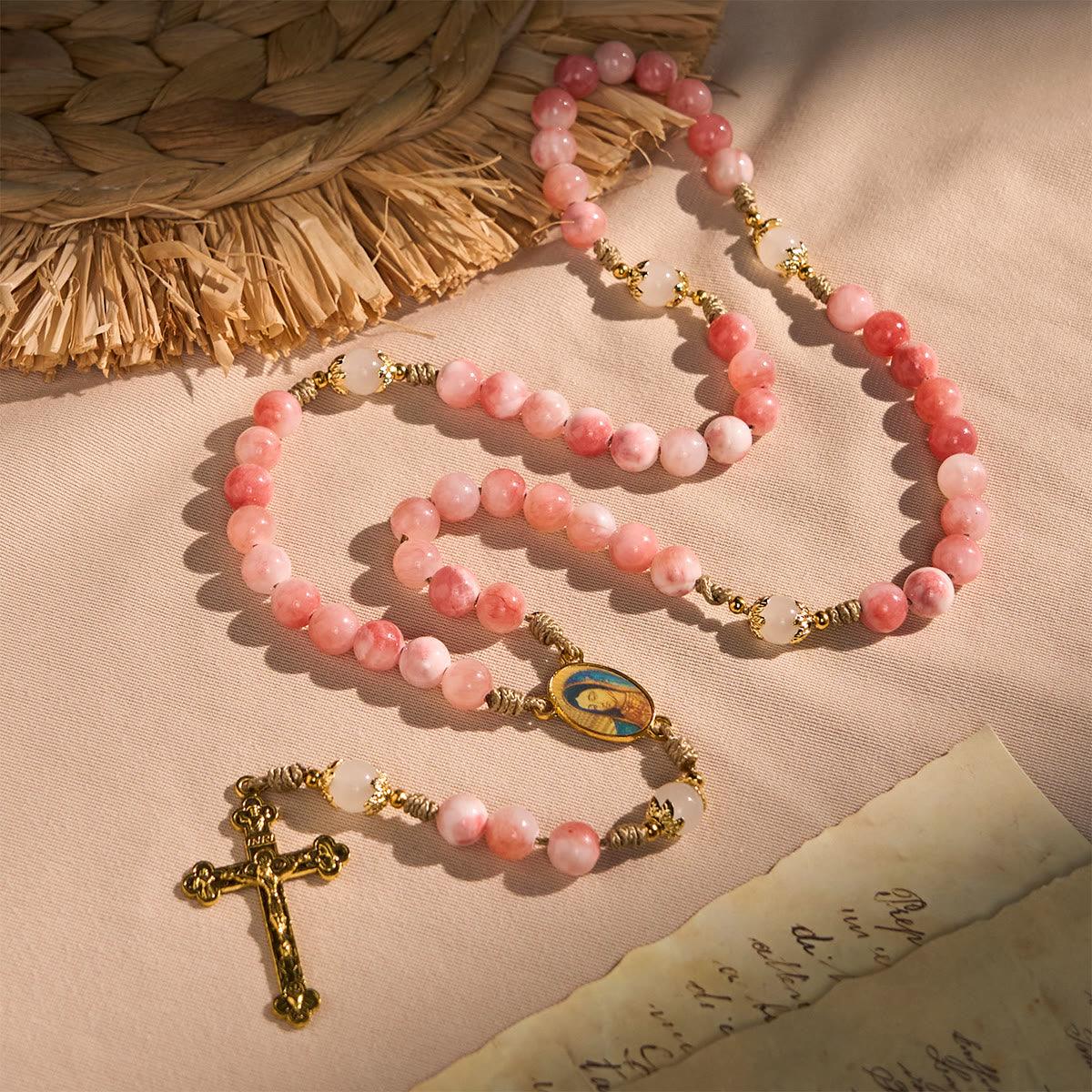 The Madonna Rosary – Blush Pink & Gold