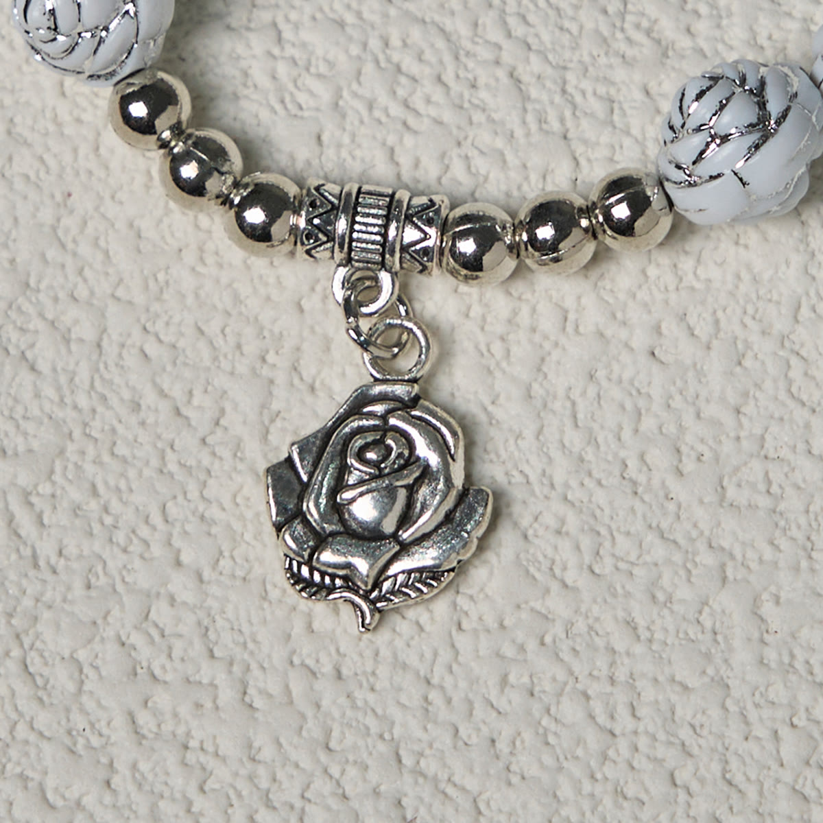 White Rose Rosary & Bracelet Set