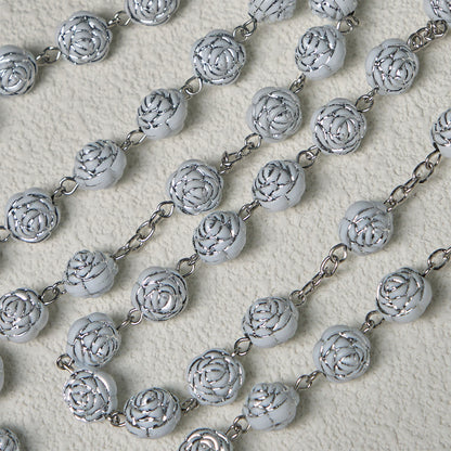 White Rose Rosary & Bracelet Set