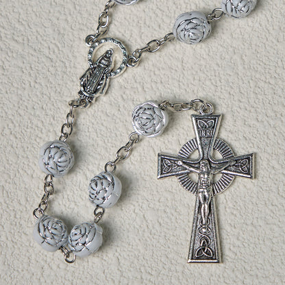 White Rose Rosary & Bracelet Set