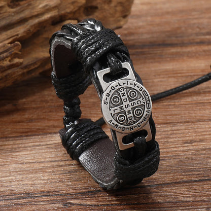 St. Benedict Two-Tone Leather Bracelet