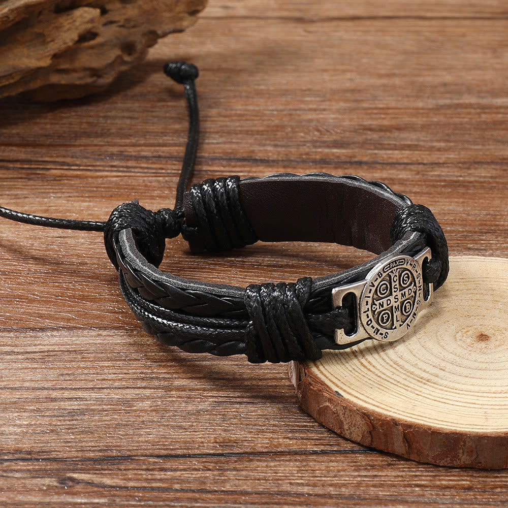 St. Benedict Two-Tone Leather Bracelet